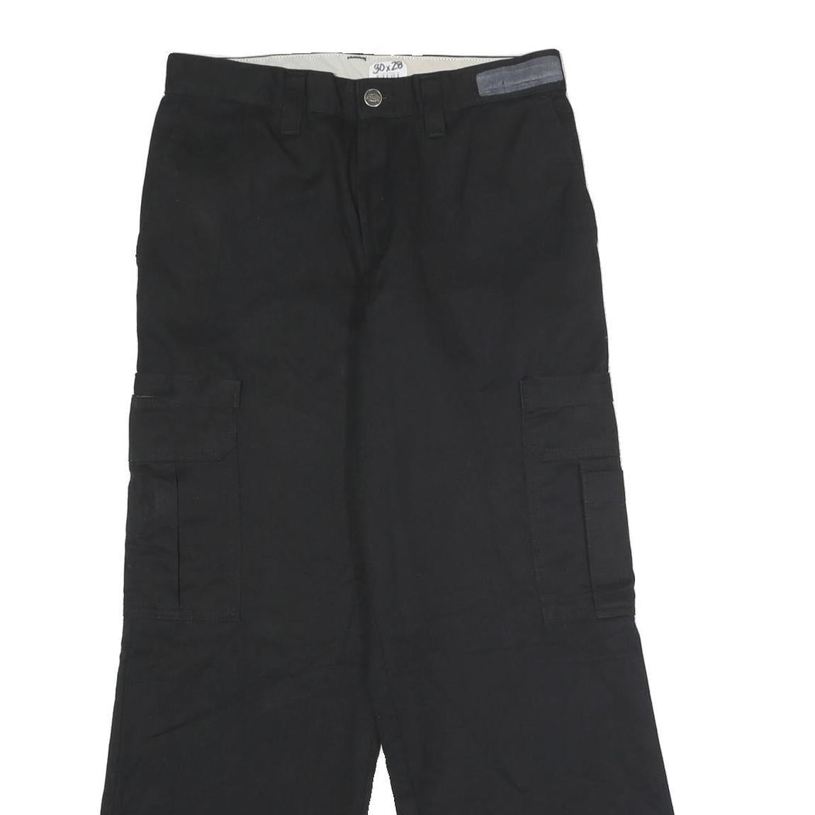 DICKIES Mens Regular Black Polyester Blend Cargo Trousers W30 L28 Workwear