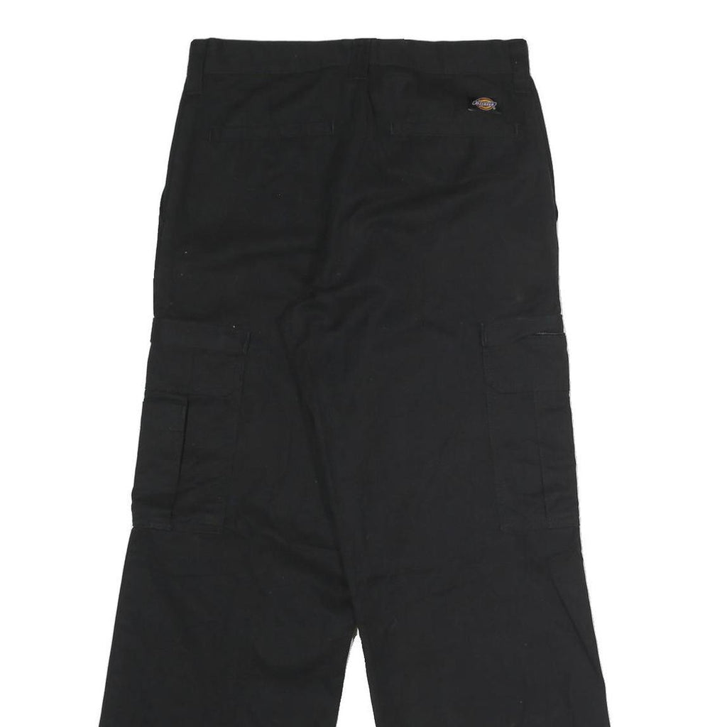 DICKIES Mens Regular Black Polyester Blend Cargo Trousers W30 L28 Workwear