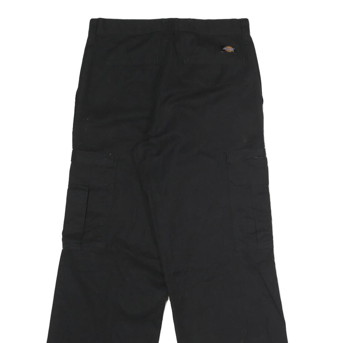 DICKIES Mens Regular Black Polyester Blend Cargo Trousers W30 L28 Workwear