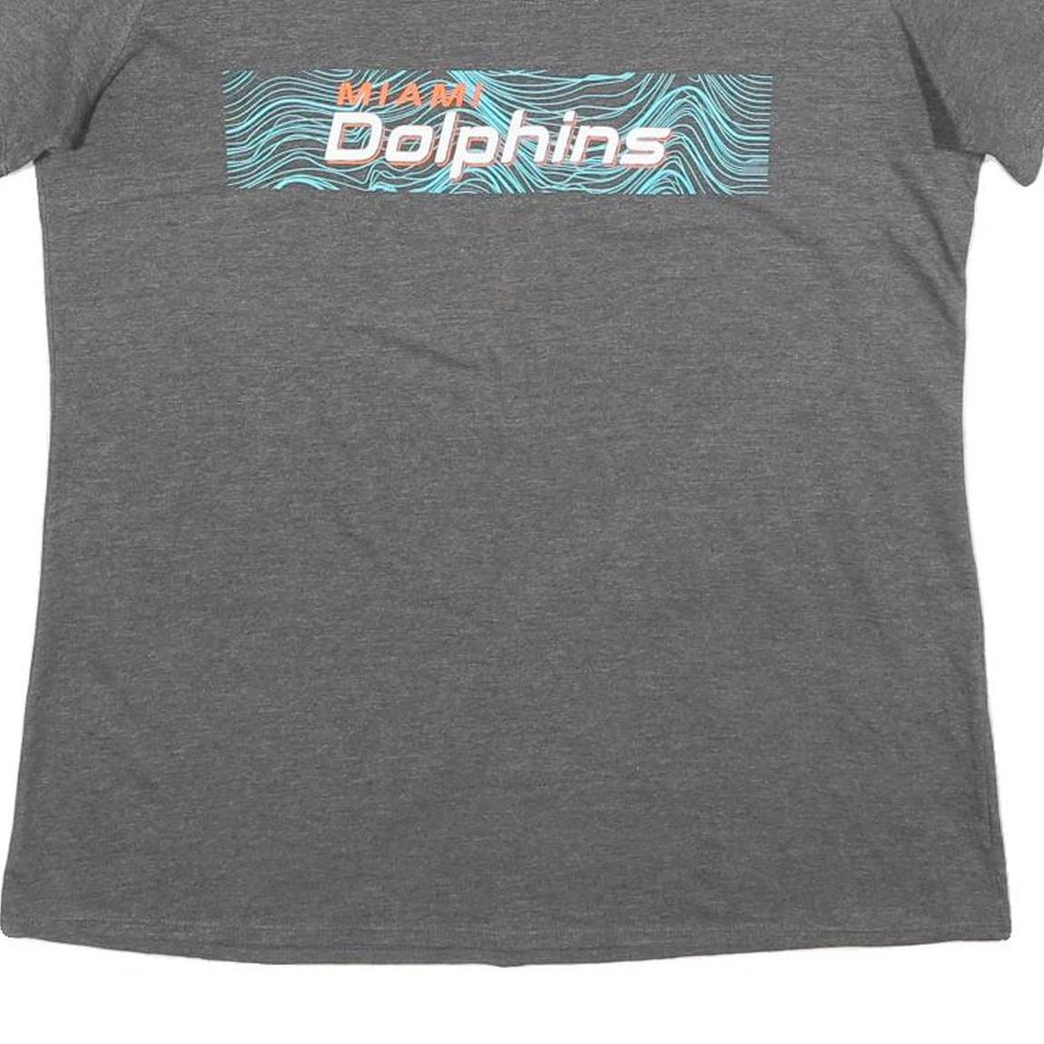 NIKE Womens Grey Miami Dolphins Graphic T-Shirt L Short Sleeve Crew Neck