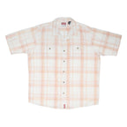 WRANGLER Mens White & Peach Checked Shirt XL Short Sleeve Casual Lightweight