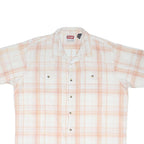 WRANGLER Mens White & Peach Checked Shirt XL Short Sleeve Casual Lightweight