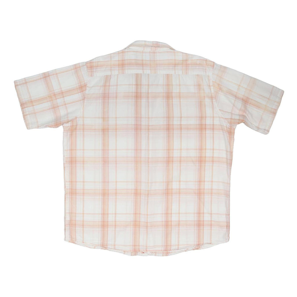 WRANGLER Mens White & Peach Checked Shirt XL Short Sleeve Casual Lightweight