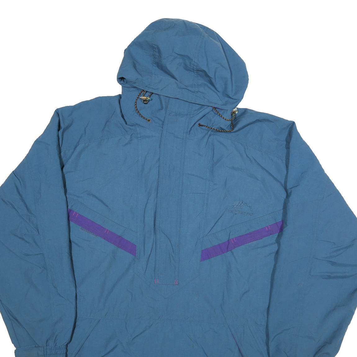 HELLY HANSEN Mens Blue & Purple Outdoor Jacket L Polyester Blend Pullover Zip