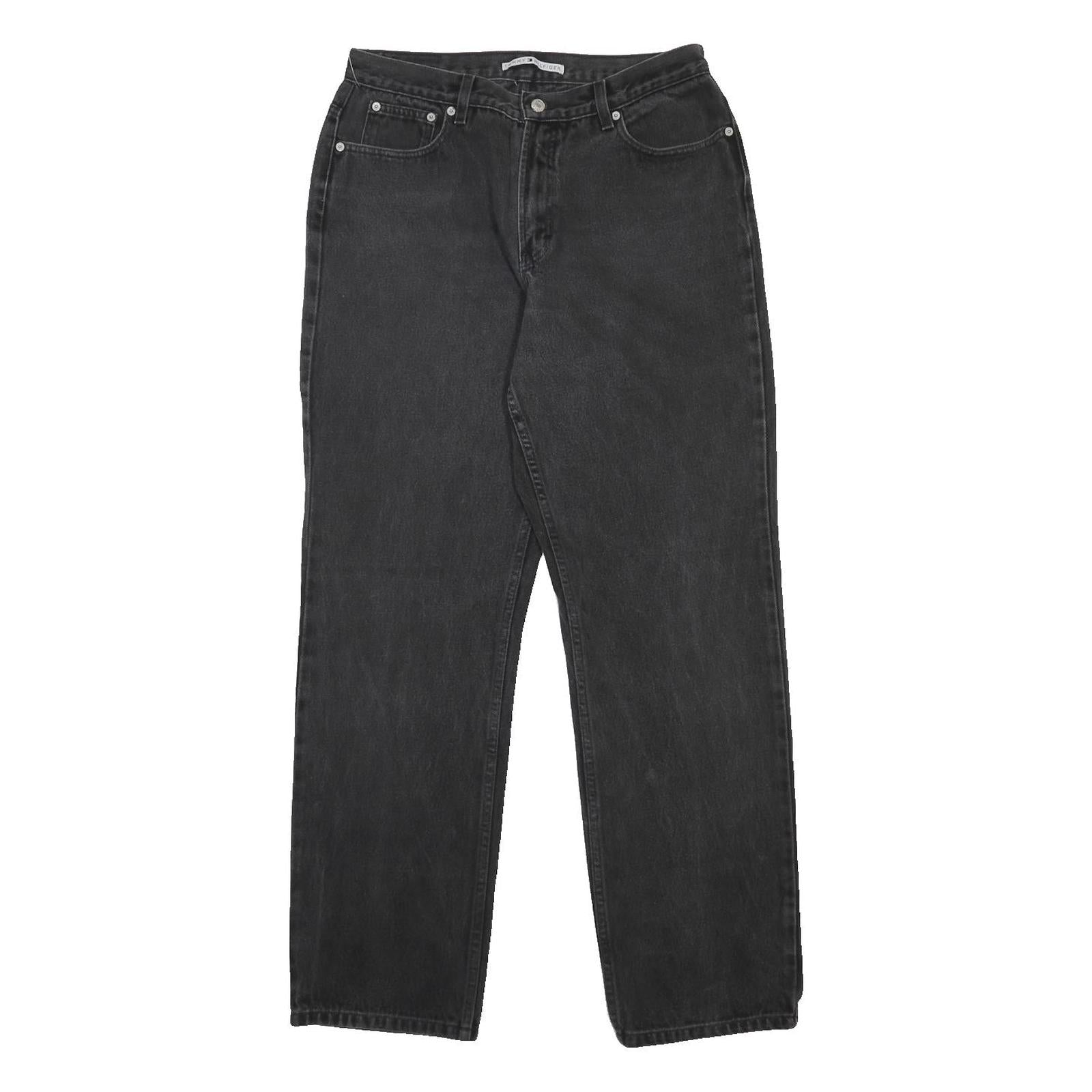 TOMMY HILFIGER Womens Jeans Black Regular Straight Denim W31 L32 Classic Zip