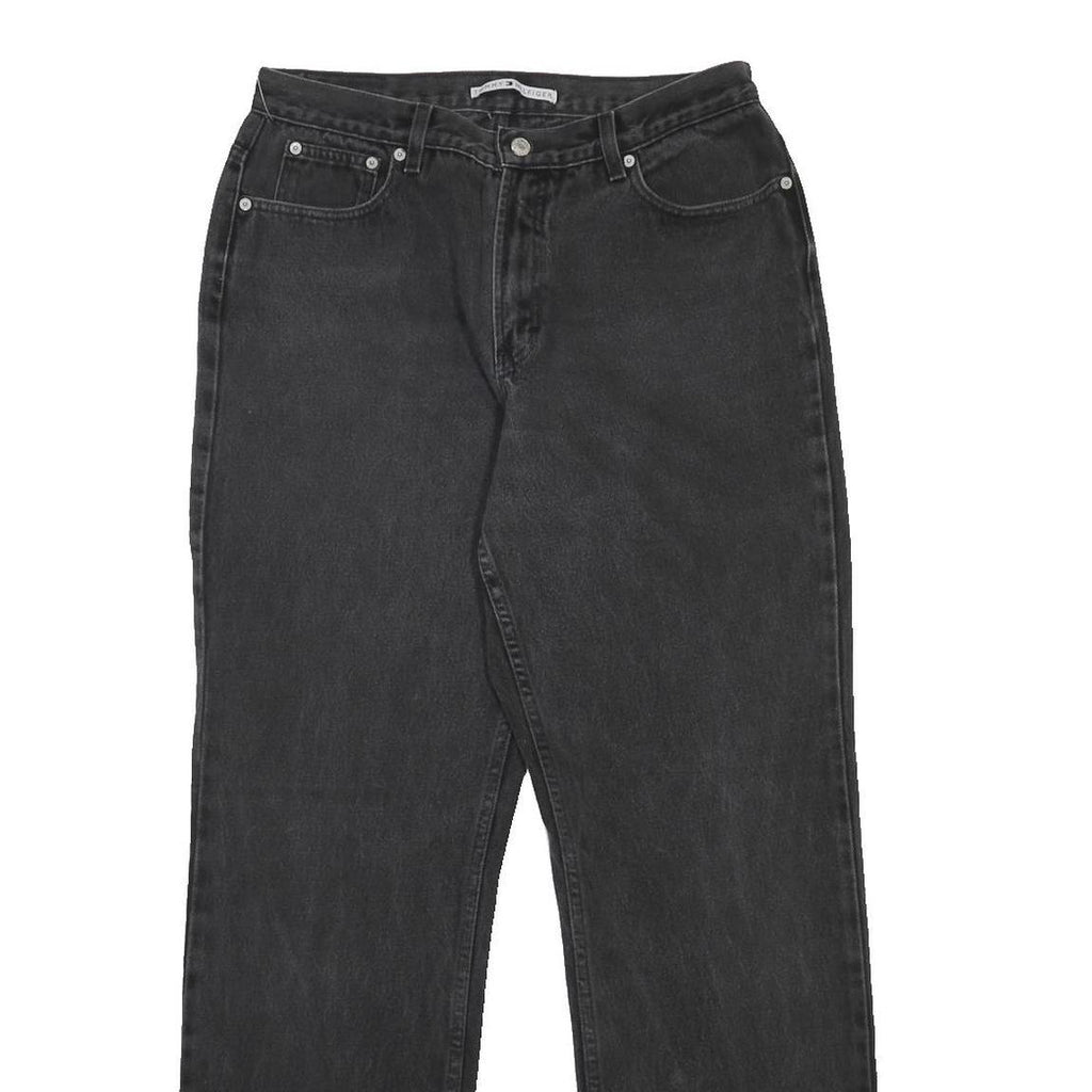 TOMMY HILFIGER Womens Jeans Black Regular Straight Denim W31 L32 Classic Zip