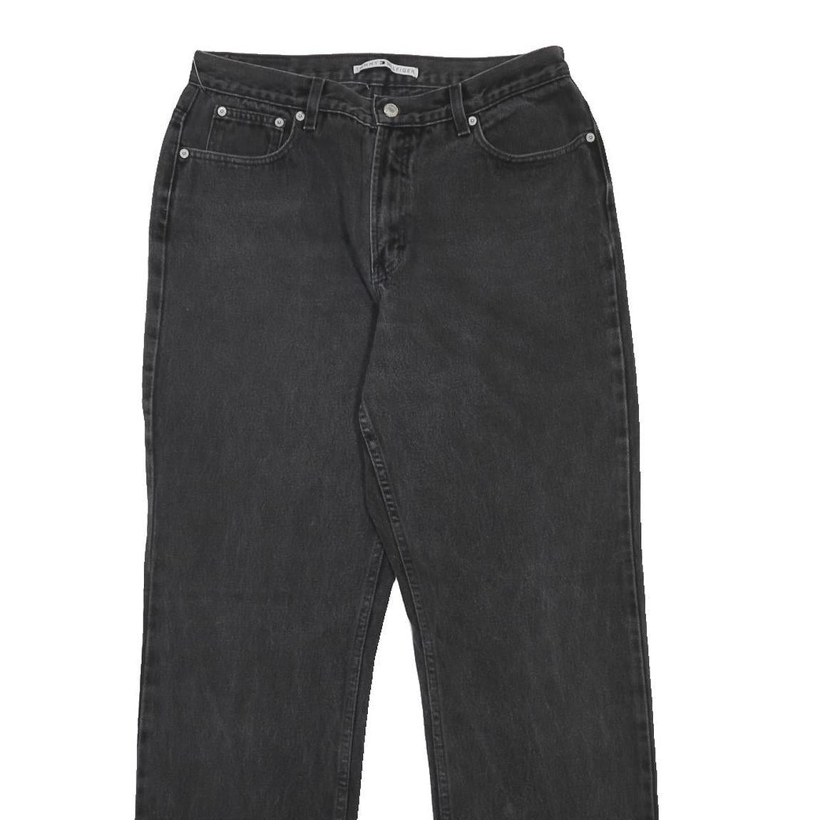 TOMMY HILFIGER Womens Jeans Black Regular Straight Denim W31 L32 Classic Zip