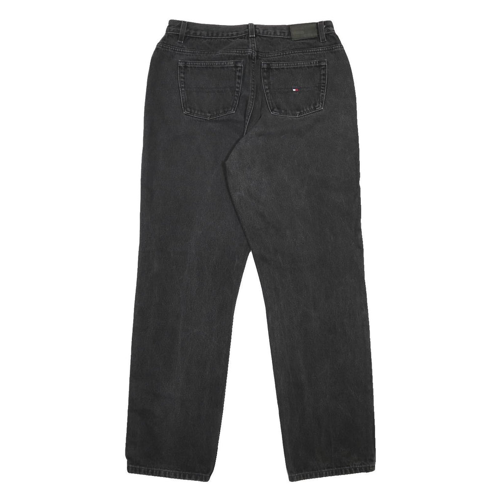 TOMMY HILFIGER Womens Jeans Black Regular Straight Denim W31 L32 Classic Zip