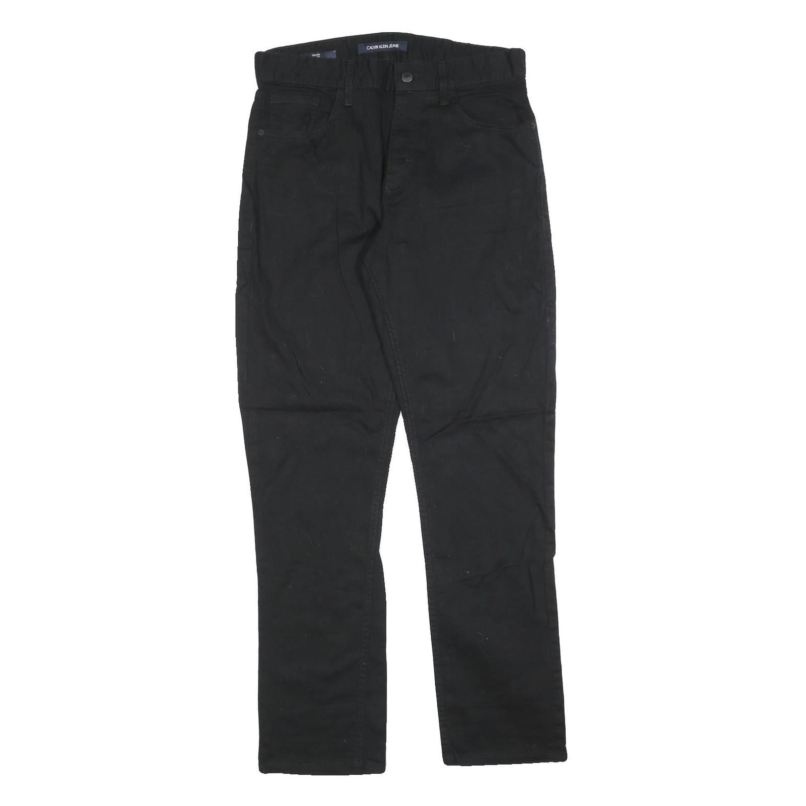 Calvin Klein Mens Jeans Black Slim Skinny Denim W32 L32 Classic Zip Fastening