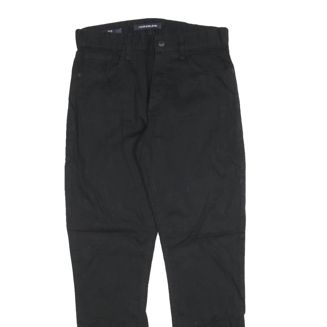 Calvin Klein Mens Jeans Black Slim Skinny Denim W32 L32 Classic Zip Fastening