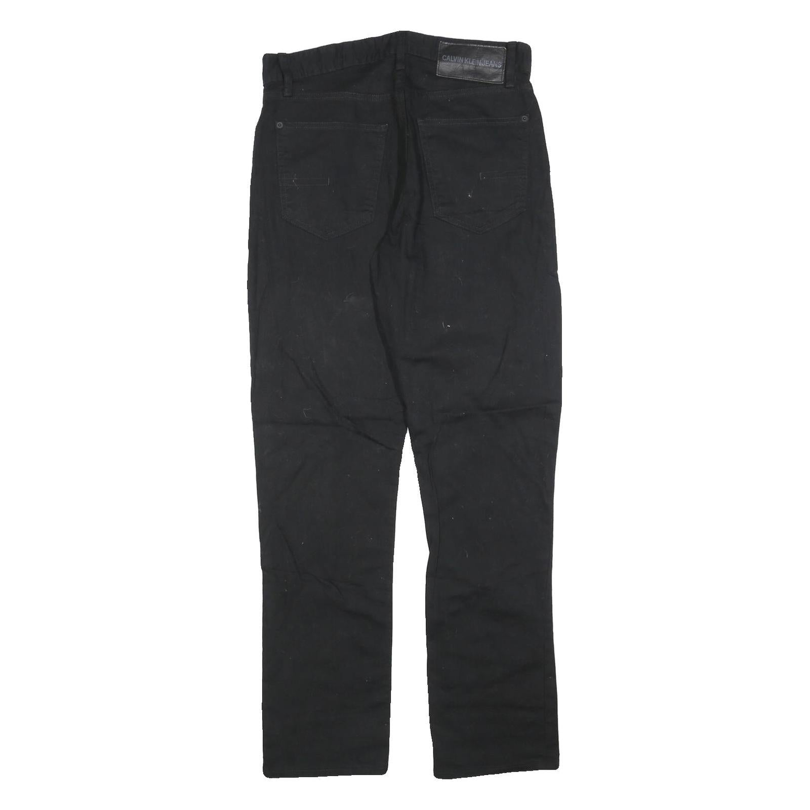 Calvin Klein Mens Jeans Black Slim Skinny Denim W32 L32 Classic Zip Fastening