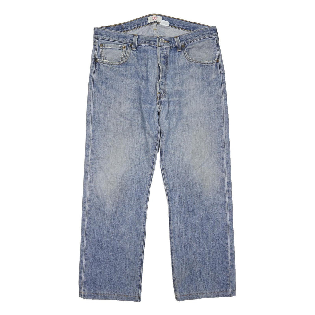 LEVI'S 501 Mens Jeans Blue Regular Straight Denim Light W36 L28 Classic Button