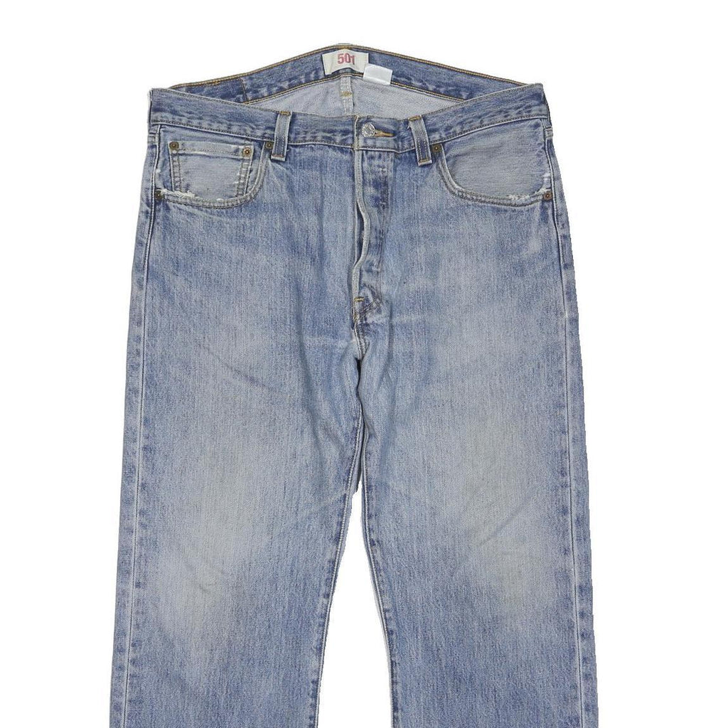 LEVI'S 501 Mens Jeans Blue Regular Straight Denim Light W36 L28 Classic Button