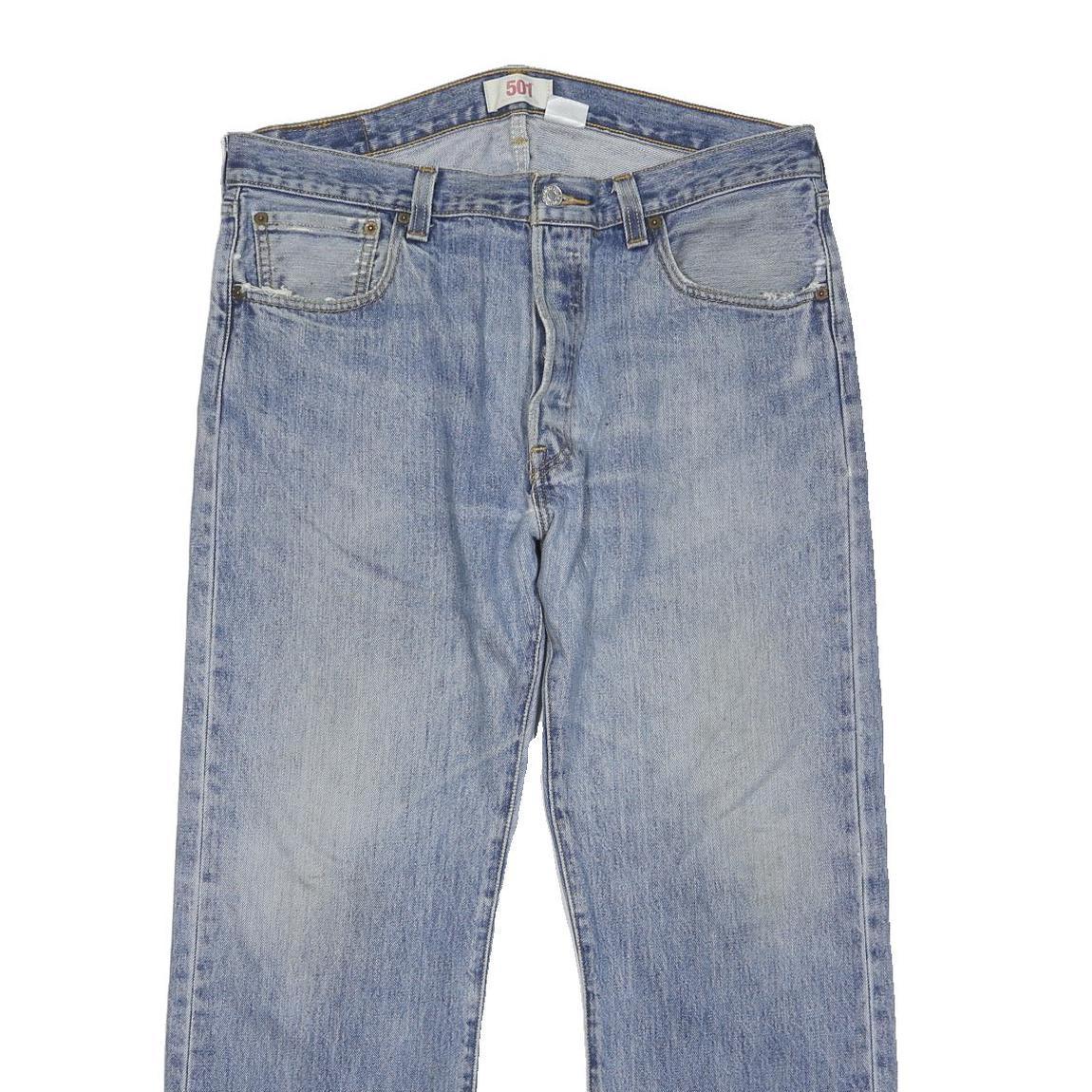 LEVI'S 501 Mens Jeans Blue Regular Straight Denim Light W36 L28 Classic Button