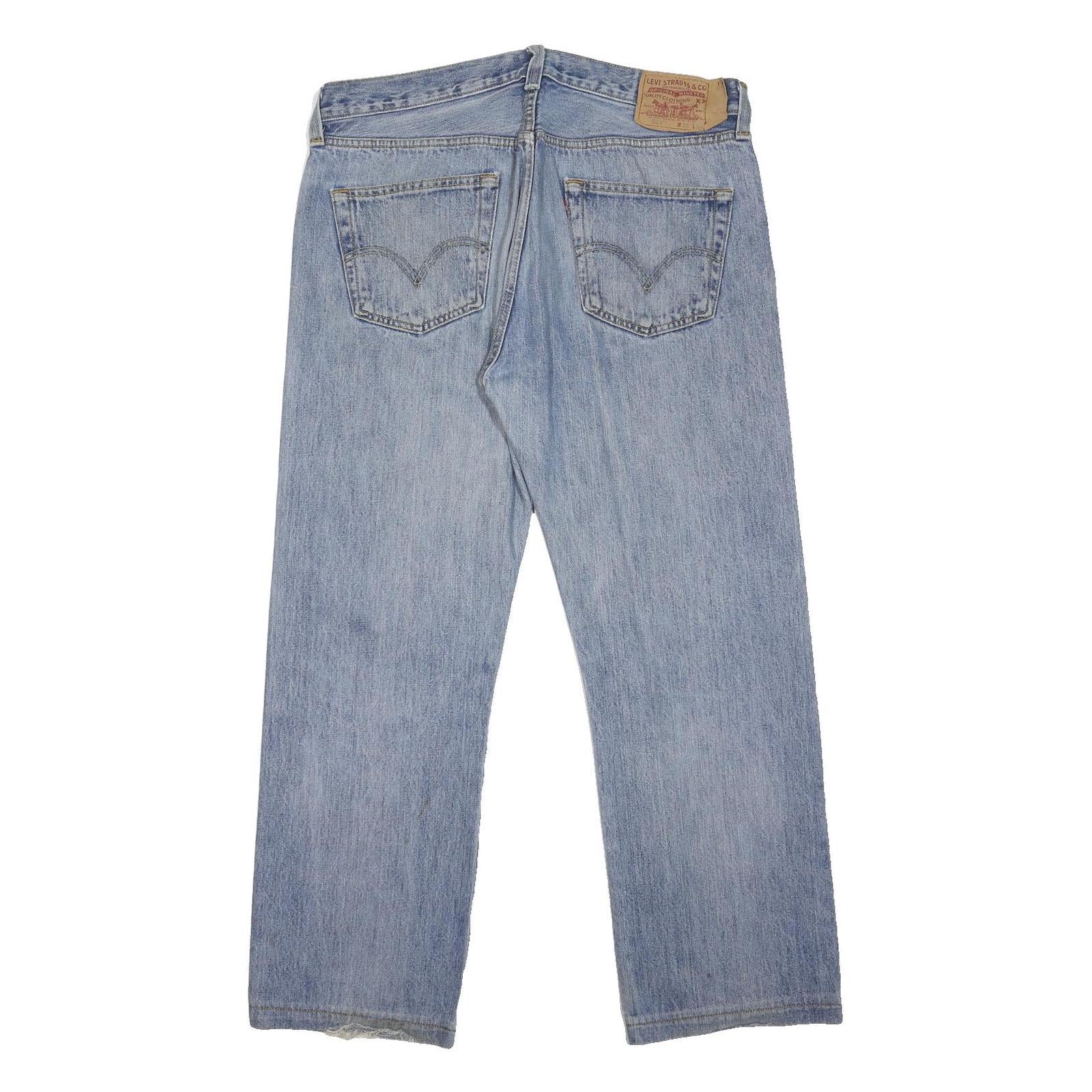 LEVI'S 501 Mens Jeans Blue Regular Straight Denim Light W36 L28 Classic Button