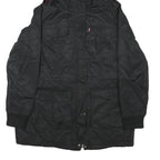 LEVI'S Womens Black Polyester Blend Hooded Jacket M Zip Sherpa Lined