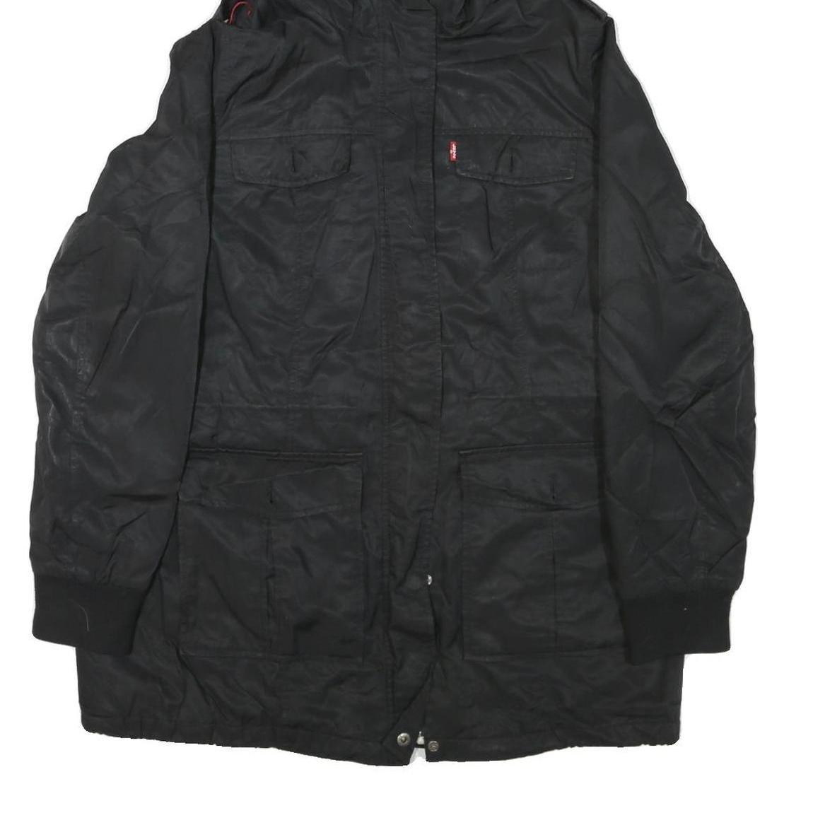 LEVI'S Womens Black Polyester Blend Hooded Jacket M Zip Sherpa Lined