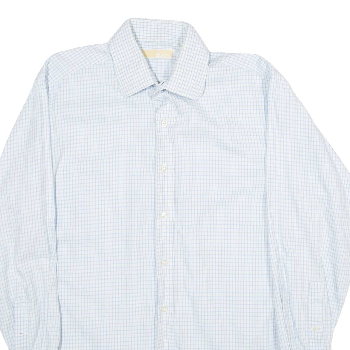 MICHAEL KORS Mens Shirt Blue Gingham Long Sleeve L