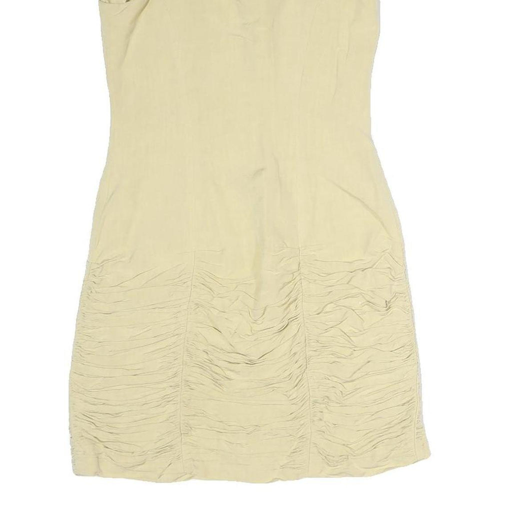 CLAUDE BARTHELEMY Womens Beige Cotton Mini Dress Sleeveless Button Front Ruched