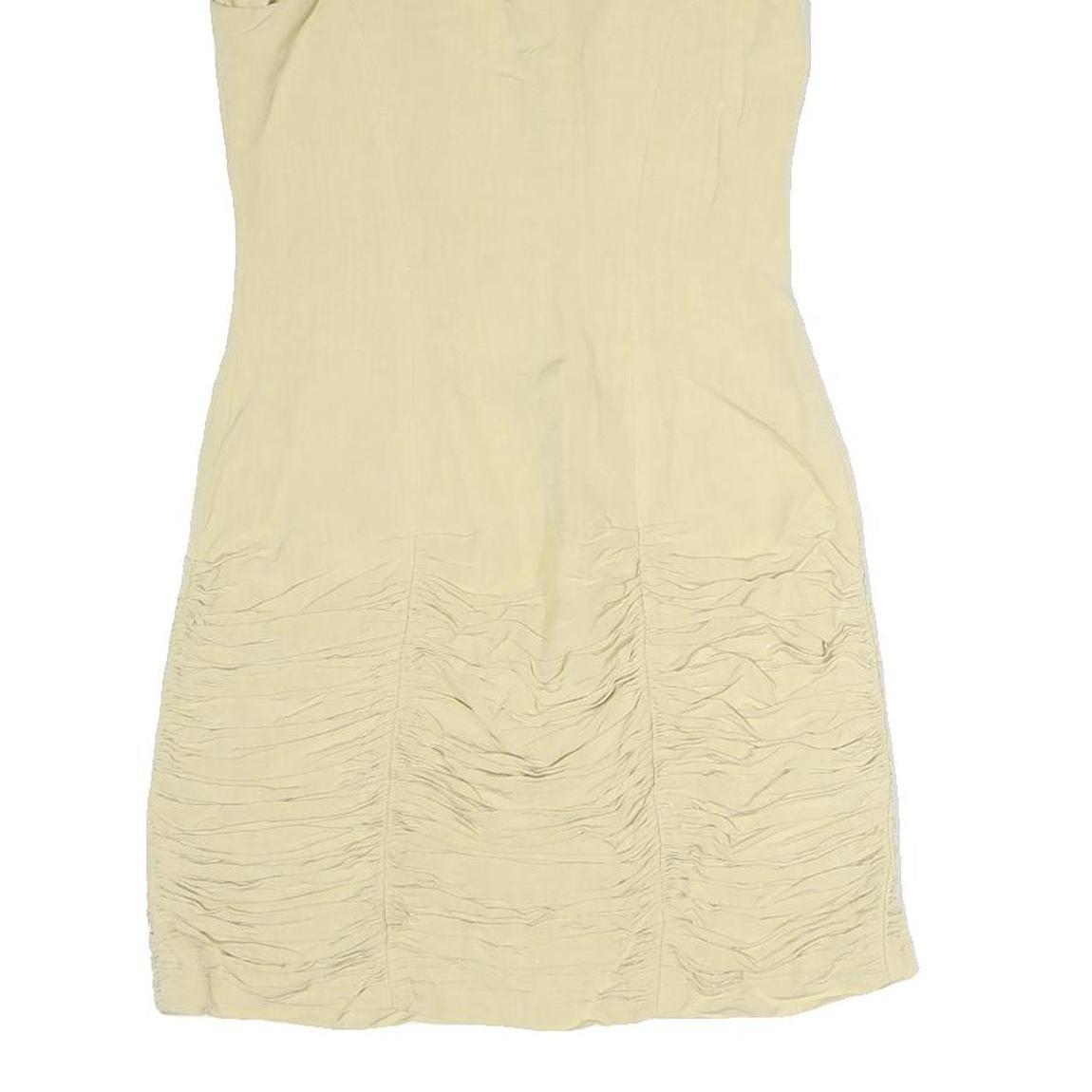 CLAUDE BARTHELEMY Womens Beige Cotton Mini Dress Sleeveless Button Front Ruched