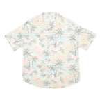 FREE PLANET Mens Cream Rayon Hawaiian Shirt M Tropical Print Beachwear