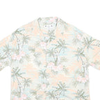 FREE PLANET Mens Cream Rayon Hawaiian Shirt M Tropical Print Beachwear