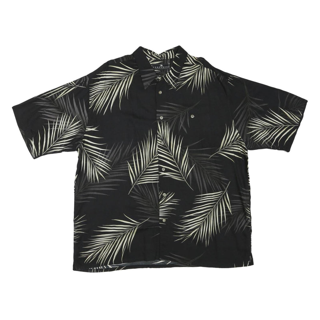 CONSENSUS Mens Black & White Rayon 2XL Shirt Palm Leaf Printed Casual Relaxed