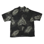 CONSENSUS Mens Black & White Rayon 2XL Shirt Palm Leaf Printed Casual Relaxed