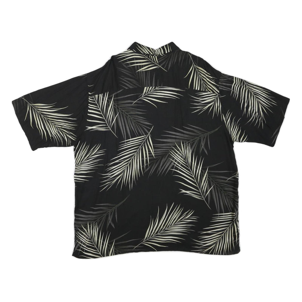 CONSENSUS Mens Black & White Rayon 2XL Shirt Palm Leaf Printed Casual Relaxed