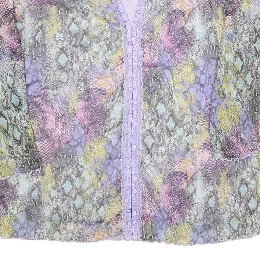 SUZANNA Womens Pastel Multi Coloured Printed Blouse Long Sleeve Round Neck L