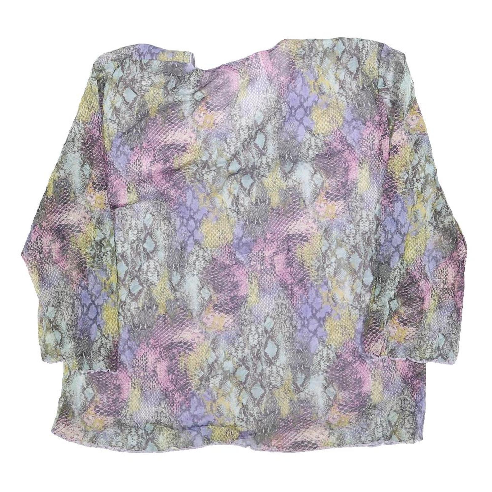 SUZANNA Womens Pastel Multi Coloured Printed Blouse Long Sleeve Round Neck L