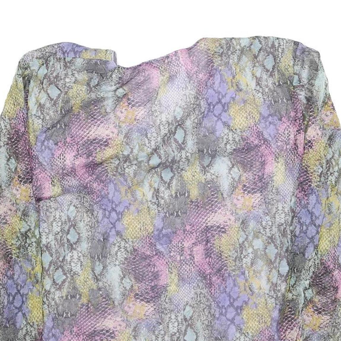 SUZANNA Womens Pastel Multi Coloured Printed Blouse Long Sleeve Round Neck L
