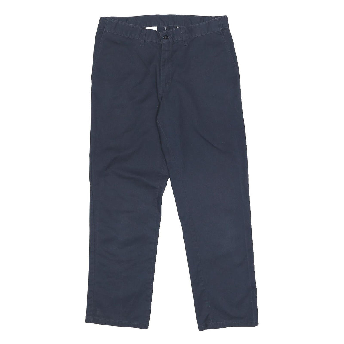 DICKIES Mens Cotton Blend Navy Regular Straight Trousers W32 L30 Zip Closure