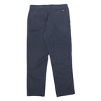 DICKIES Mens Cotton Blend Navy Regular Straight Trousers W32 L30 Zip Closure