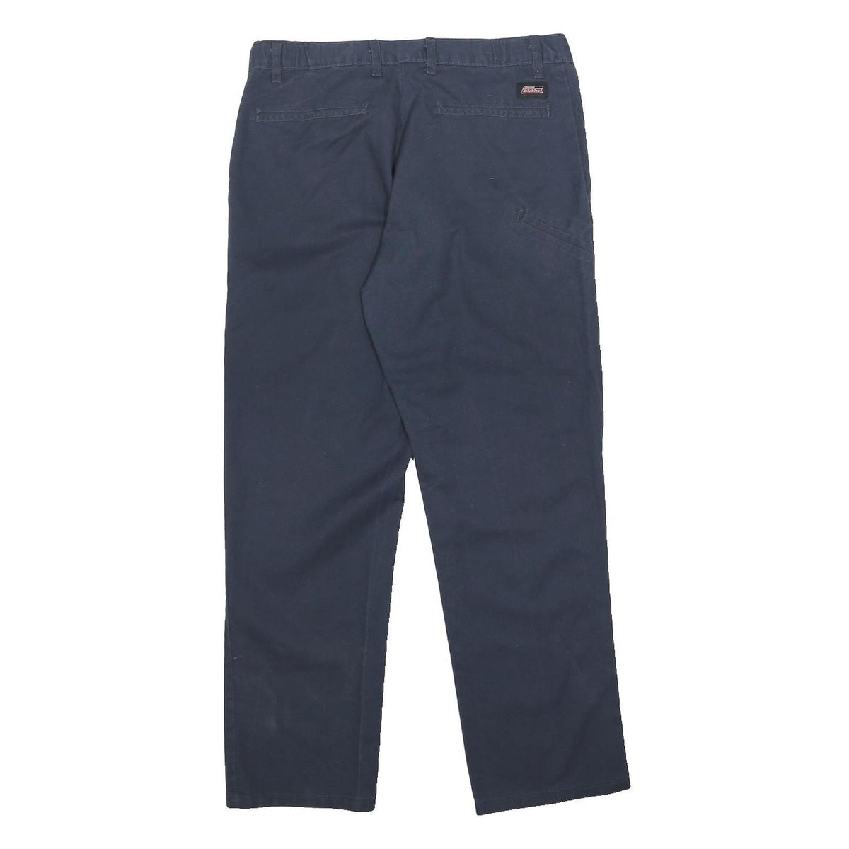 DICKIES Mens Cotton Blend Navy Regular Straight Trousers W32 L30 Zip Closure