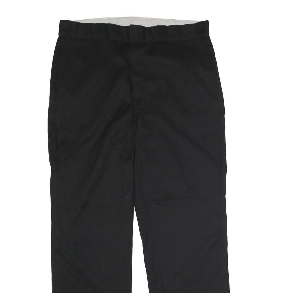 DICKIES Mens Black Classic Fit Straight Trousers W36 L32 Workwear Zip Closure