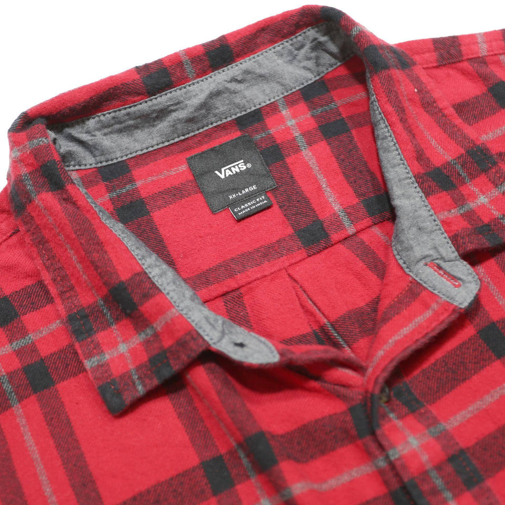 VANS Mens Red & Black Checked Shirt 2XL Casual Cotton Long Sleeve