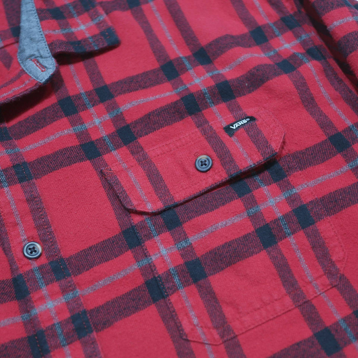 VANS Mens Red & Black Checked Shirt 2XL Casual Cotton Long Sleeve