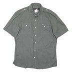 DIESEL Mens Grey Cotton Blend Short Sleeve Shirt L Casual Button Pocket