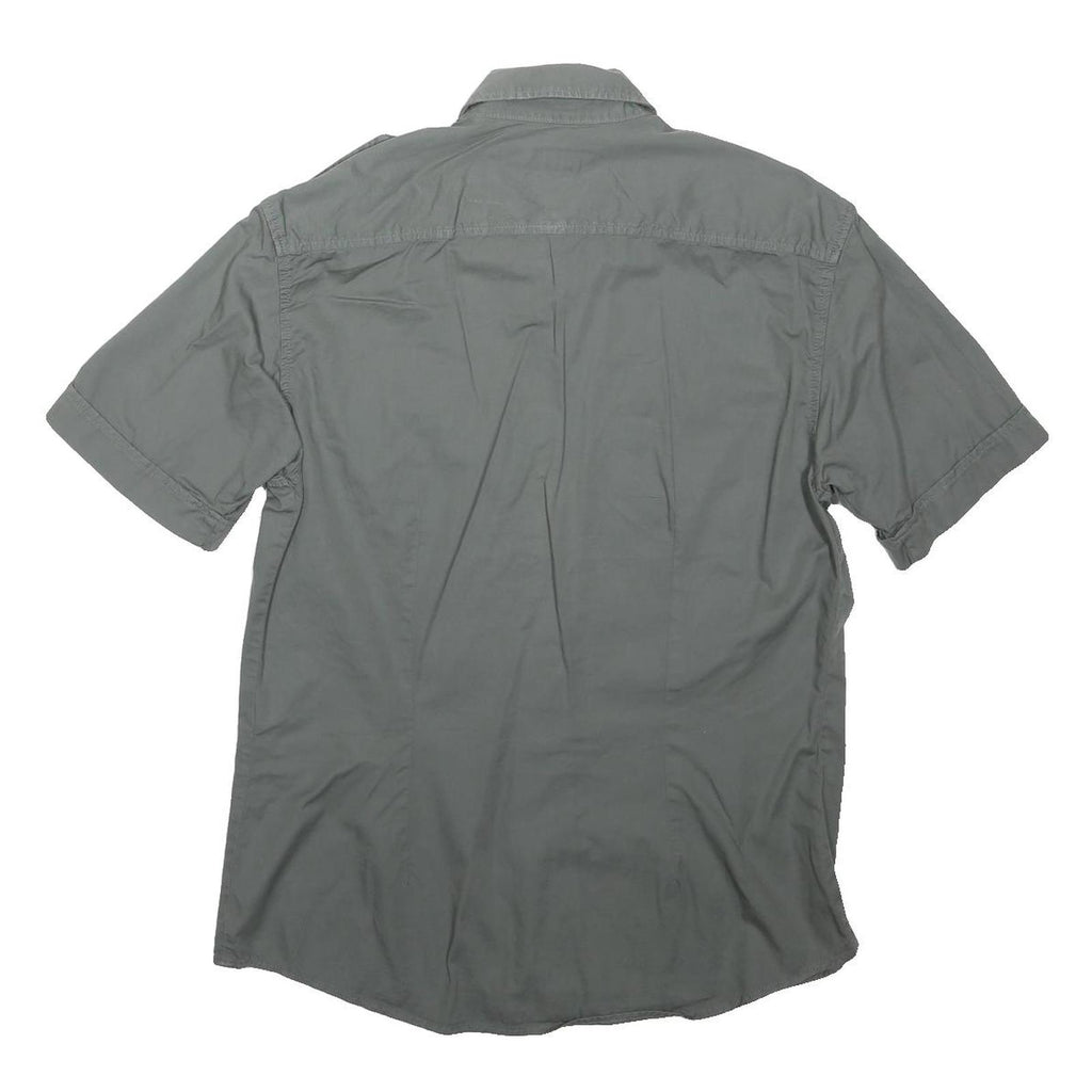 DIESEL Mens Grey Cotton Blend Short Sleeve Shirt L Casual Button Pocket
