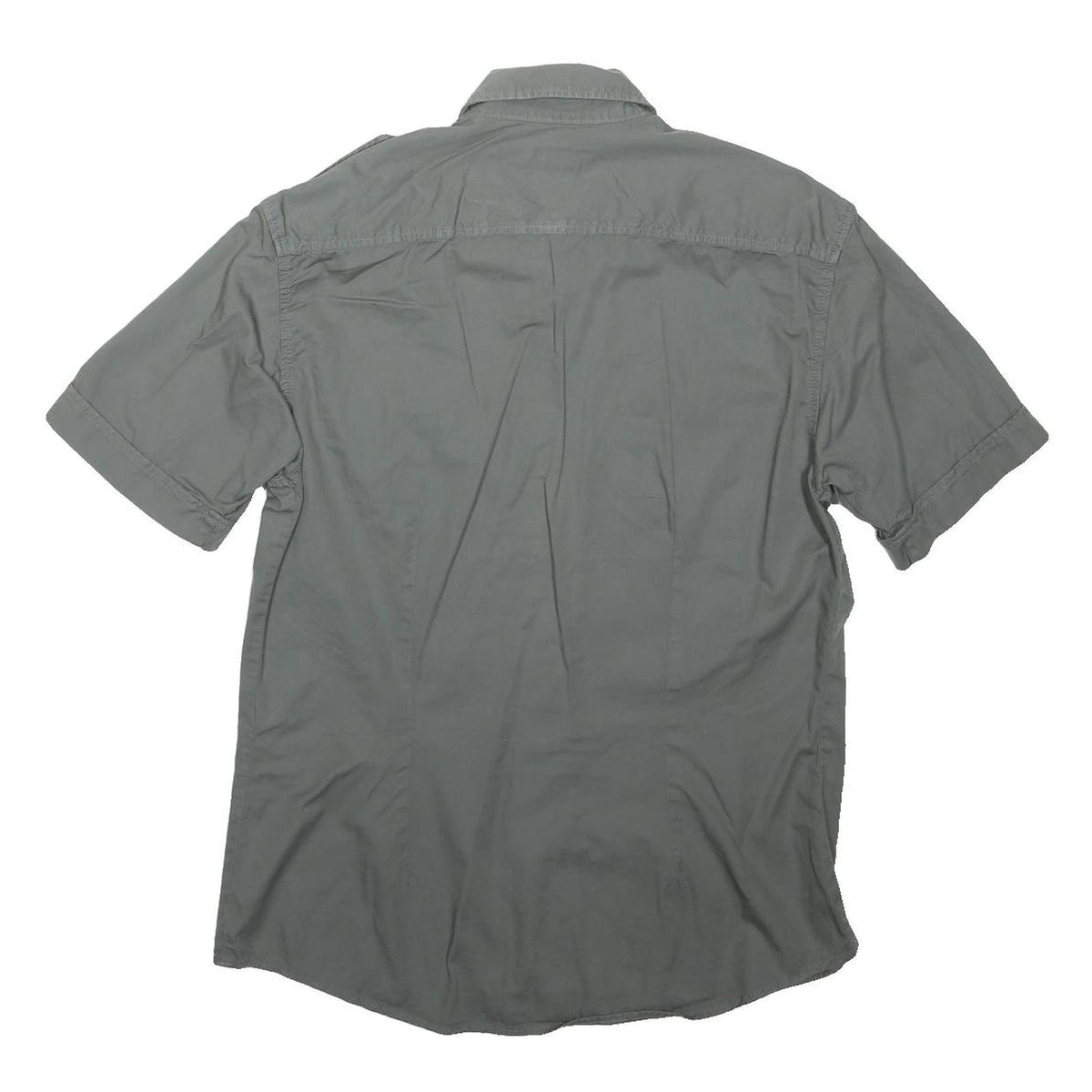 DIESEL Mens Grey Cotton Blend Short Sleeve Shirt L Casual Button Pocket