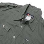 DIESEL Mens Grey Cotton Blend Short Sleeve Shirt L Casual Button Pocket