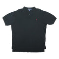 POLO RALPH LAUREN Mens Black Short Sleeve Plain L Cotton Blend Polo Shirt