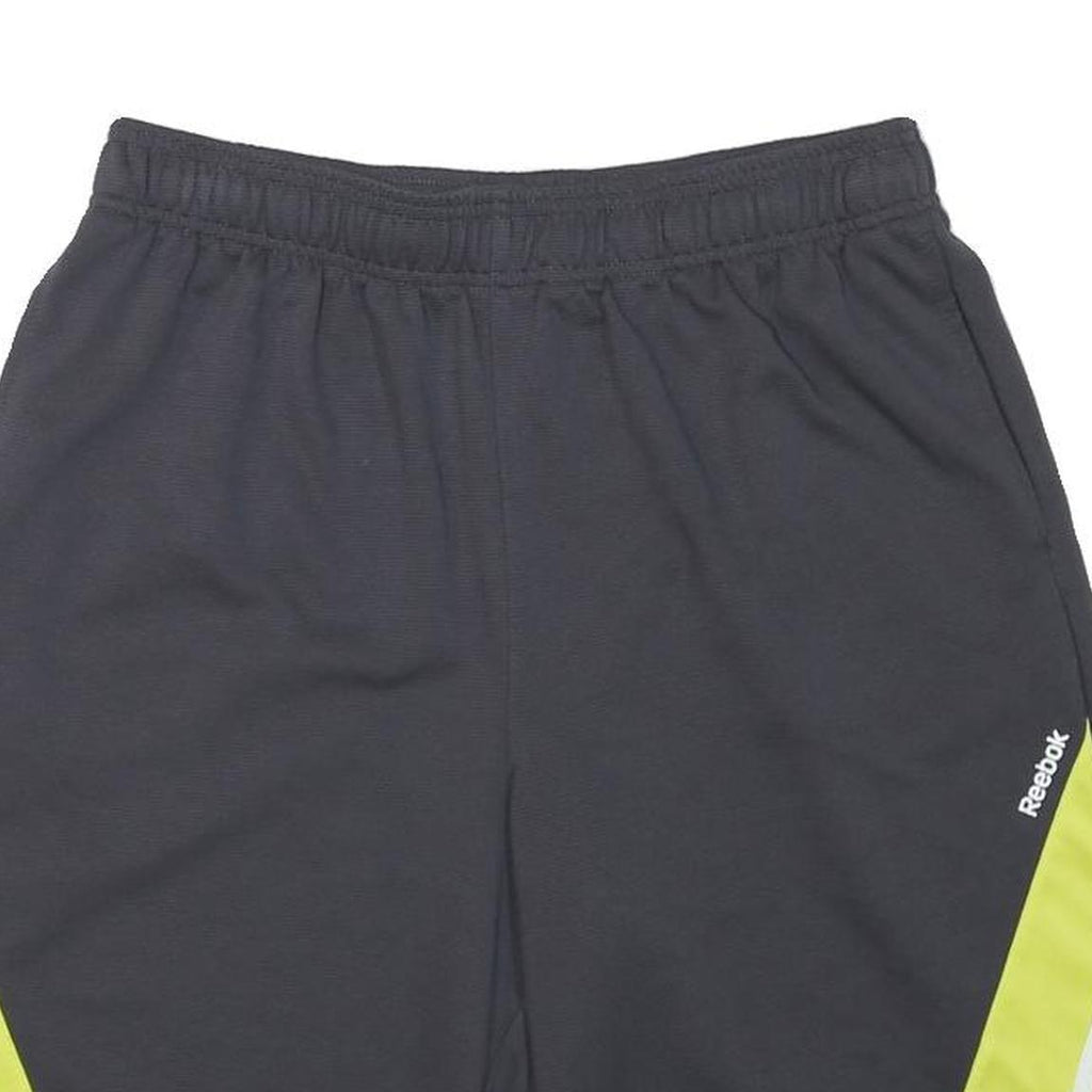 REEBOK Mens Black & Yellow Sports Polyester Blend Casual Shorts M W30