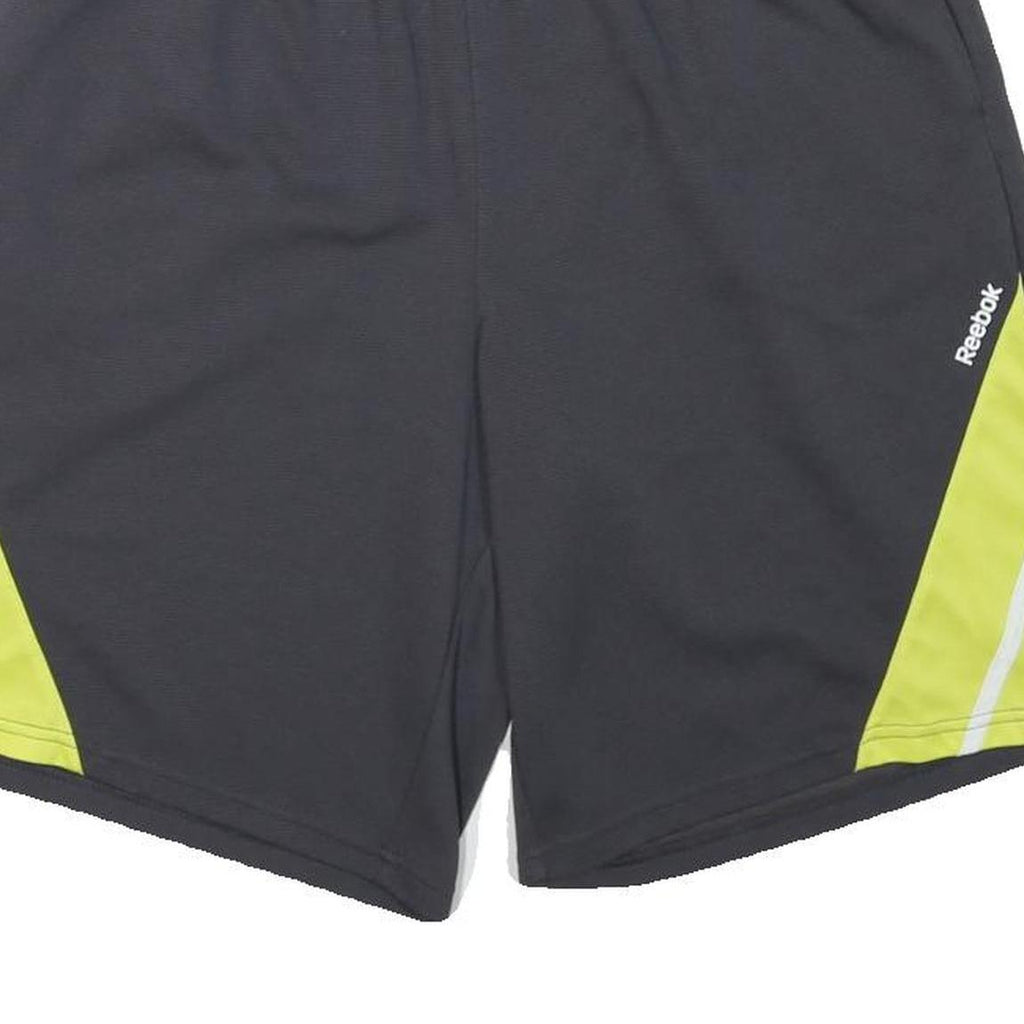 REEBOK Mens Black & Yellow Sports Polyester Blend Casual Shorts M W30