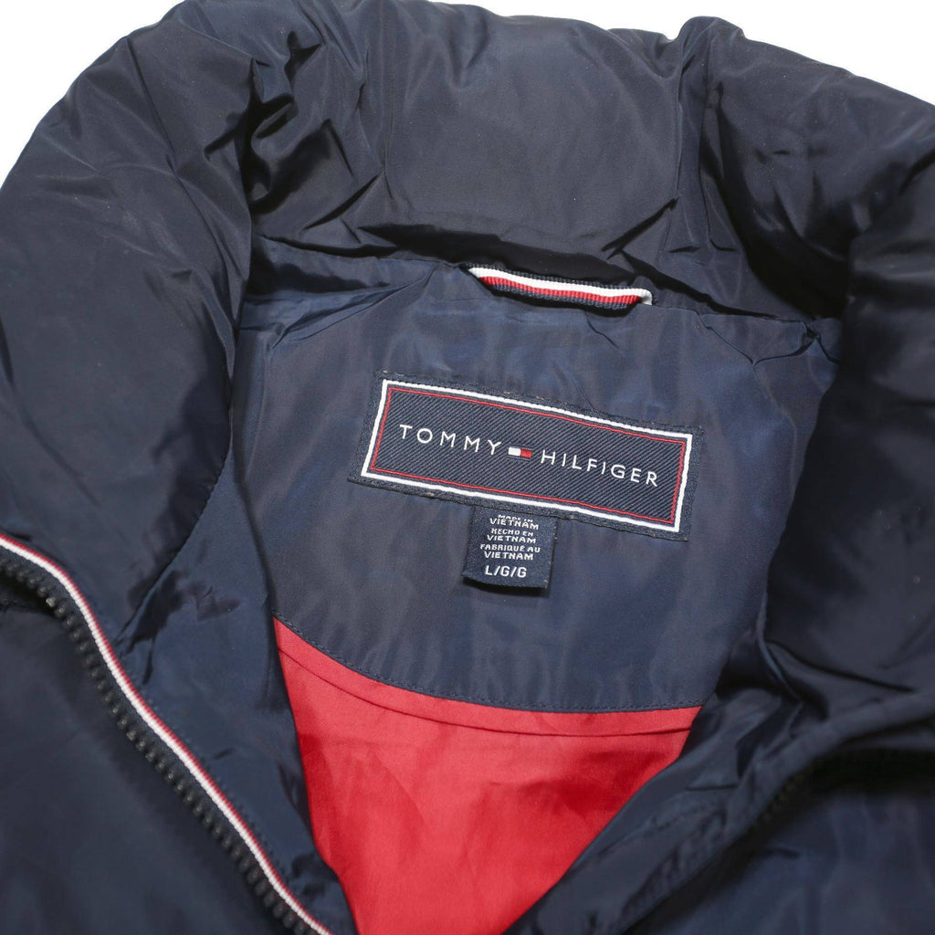 TOMMY HILFIGER Womens Navy Blue Jacket L Polyester Blend Puffer Zip Up