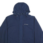 COLUMBIA Mens Blue Outdoor Jacket 2XL Cotton Blend Zip Hooded Plain Casual