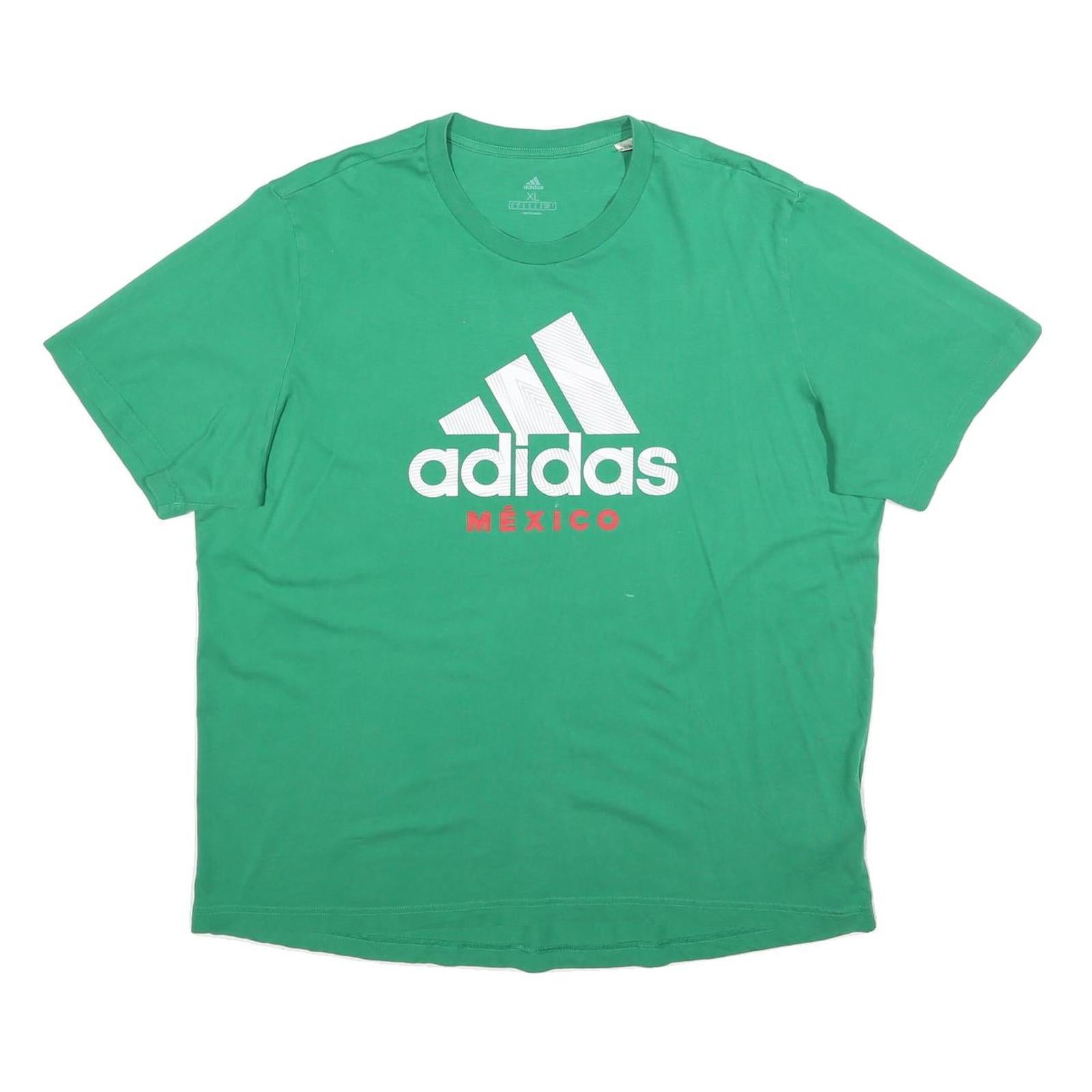 ADIDAS Mens Green Mexico Graphic T-Shirt XL Short Sleeve Crew Neck Cotton Blend