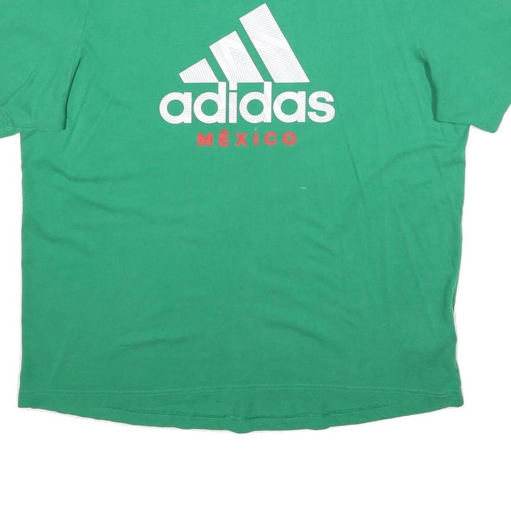 ADIDAS Mens Green Mexico Graphic T-Shirt XL Short Sleeve Crew Neck Cotton Blend