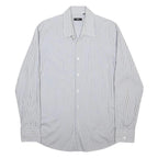 BOSS HUGO BOSS Mens White & Grey Stripe Cotton Shirt XL Classic Formal Button